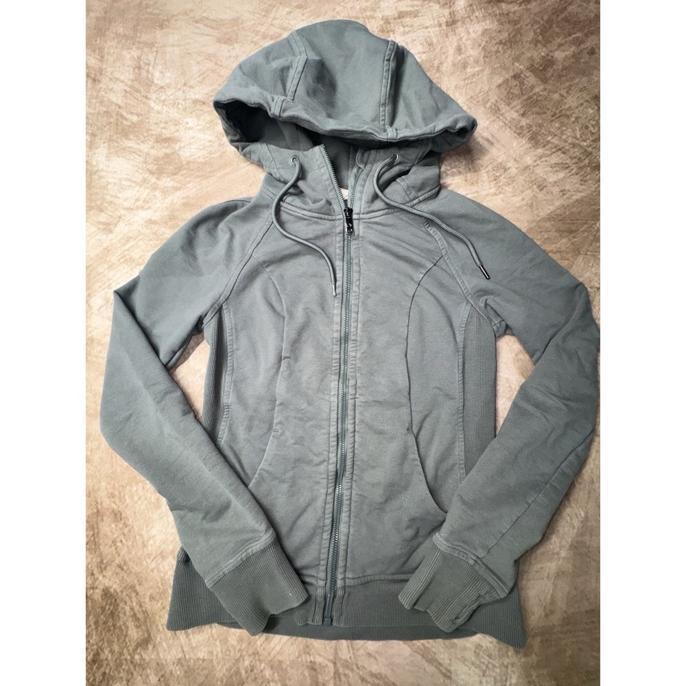 Crz Yoga Full Zip Hoodie Jacket Womens X-Small Gray Cotton Hoodie Long Sleeve